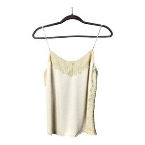 Club Monaco Womens Ivory V-Neck Lace Camisole Tank Top Size S/P Spaghetti Straps